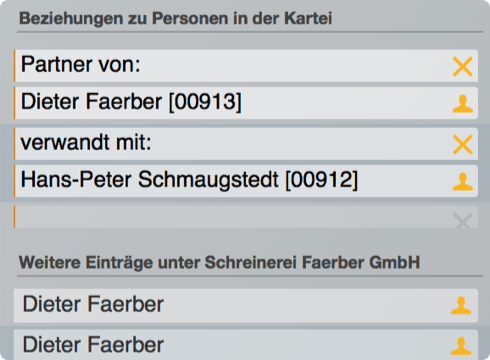 Relations and connections in the database